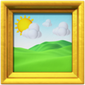 framed painting of sunny sky and grassy hills emoji